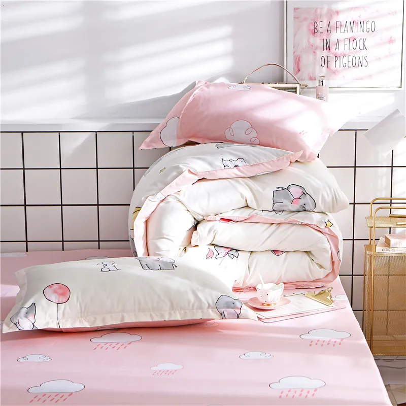 

Liv-Esthete Cartoon Elephant Bedding Set Duvet Cover Flat Sheet Bedspread Single Double Queen King Bed Linen For Adult Kids Gift