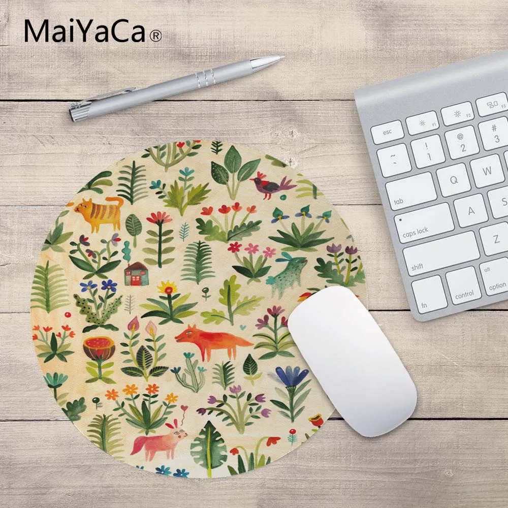 Коврик для мыши MaiYaCa garden woe prints, маленький размер, круглый коврик для мыши, Нескользящий Резиновый Коврик