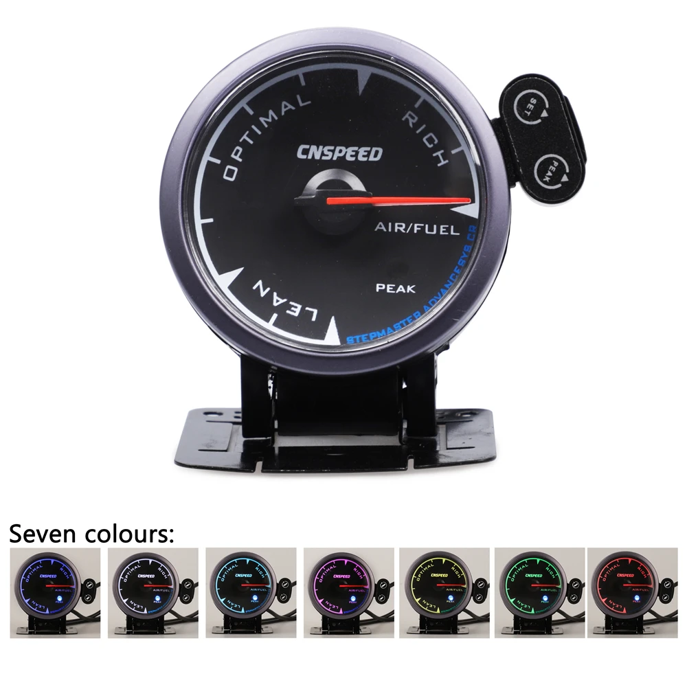

CNSPEED Shark pin 2.5"Â 60mm Auto Air Fuel Ratio Gauge Car Air Fuel Ratio Meter Black Face Car Meter 7 Colors LED With Holder