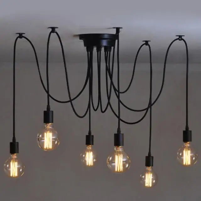 

SecurityIng 6 Heads Vintage Industrial Ceiling Lamp Simple structure Edison Light Pendant Lighting