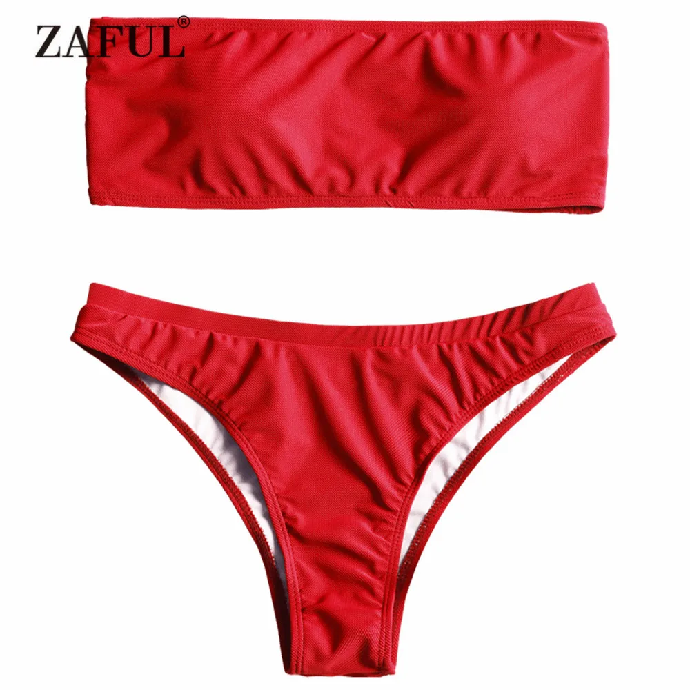 Женский купальник бандо ZAFUL однотонный пляжный купальный костюм из двух