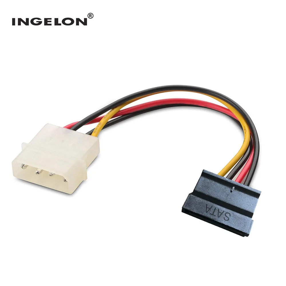 Ingelon Sata Power Cable Molexe IDE to Serial ATA Power Adapter 4 Pin to 12 Pin Cable hard disk Sata to esata 6.9inch SSD Cable sata to esata 4 pin ide power port bracket cable w power cable esata cable black red silver