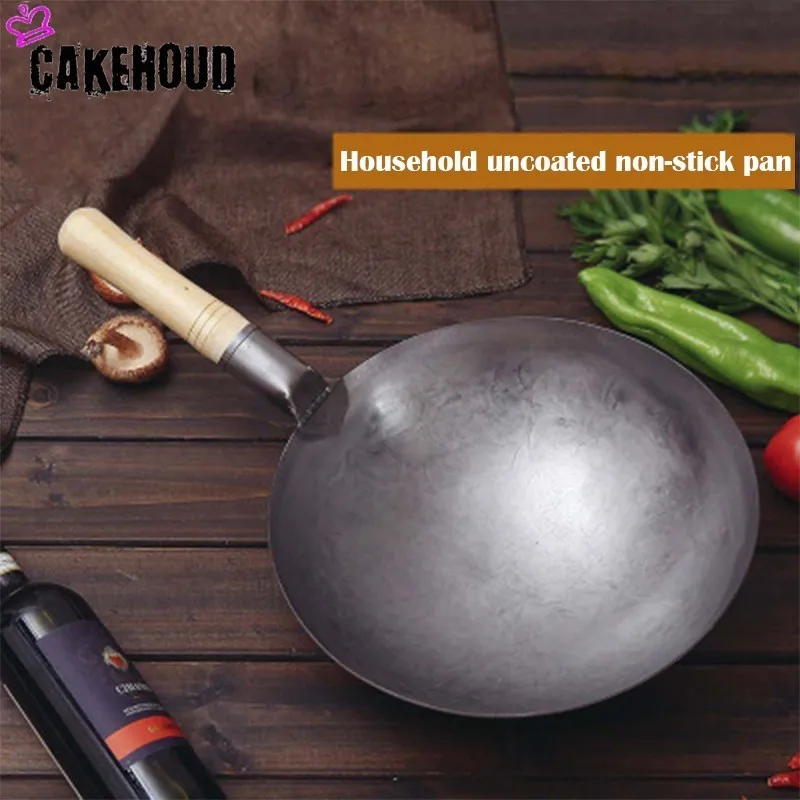 CAKEHOUD Ho использовать держать не покрытие железа ручной ковки Рамадан воки для кухни Антипригарная посуда общего использования для и индукционной плиты