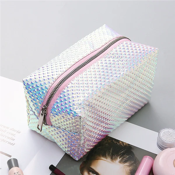 pink 1 шт. Лазерная женская косметичка, водонепроницаемая косметичка на молнии, органайзер для путешествий, большой чехол для макияжа, профессиональный - Цвет: pink