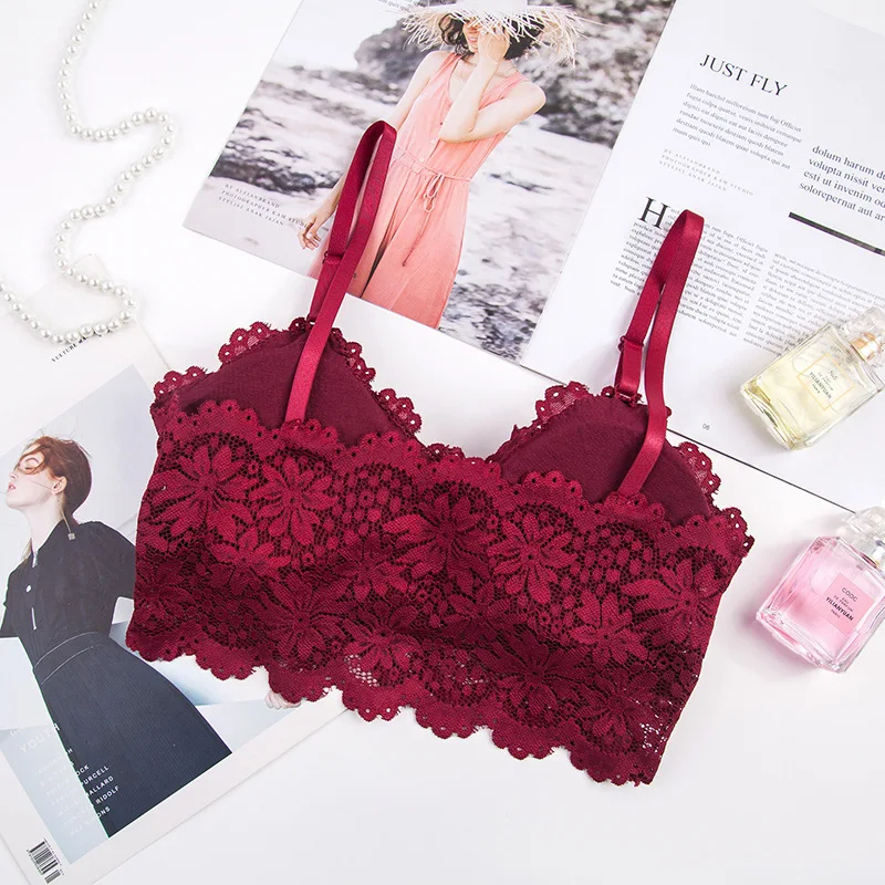 Женский кружевной бюстгальтер FallSweet однотонный без косточек нижнее