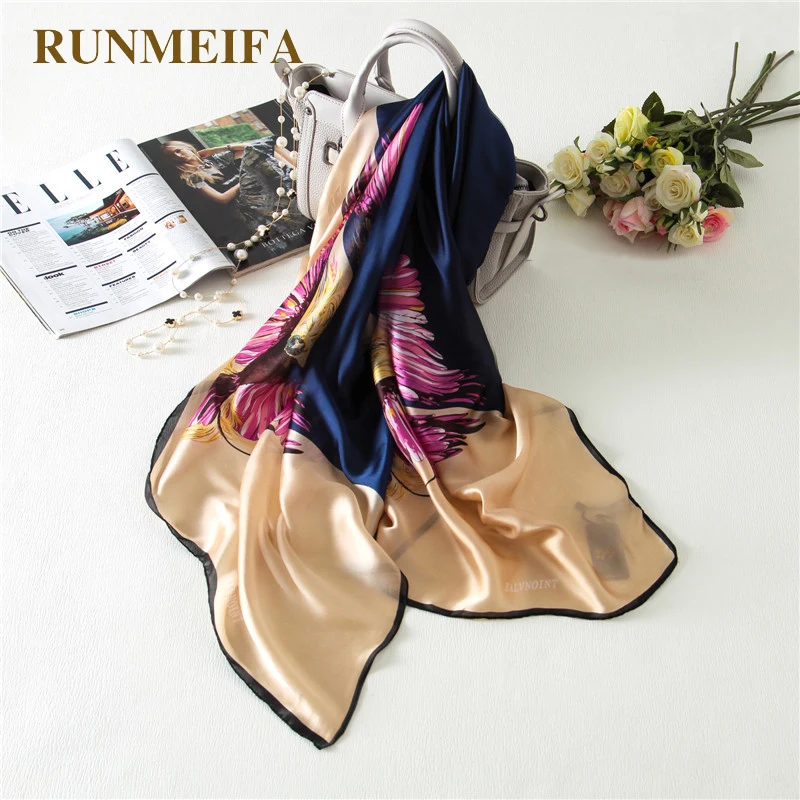 2018 New Design Pink/Navy Blue 100%mulberry silk Scarves women Fashion shawl 180x90cm Eagle Totem spring/summer/autumn scarf |