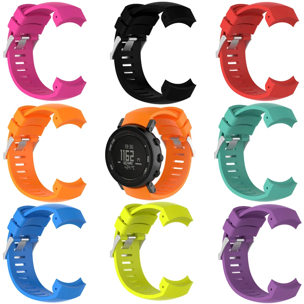 Сменный силиконовый ремешок для часов SUUNTO CORE ALU черный мультиспортивный с