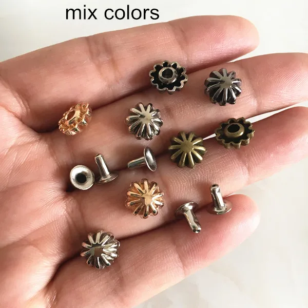 mix colors 100 Наборы для ухода за кожей полукруглый Rock Спайк, 9 мм DIY заклепки Шпильки для Изделия из кожи ремень, сумки, Сапоги и ботинки для девочек, шляпа, Джинсы для женщин украшения - Цвет: mix colors