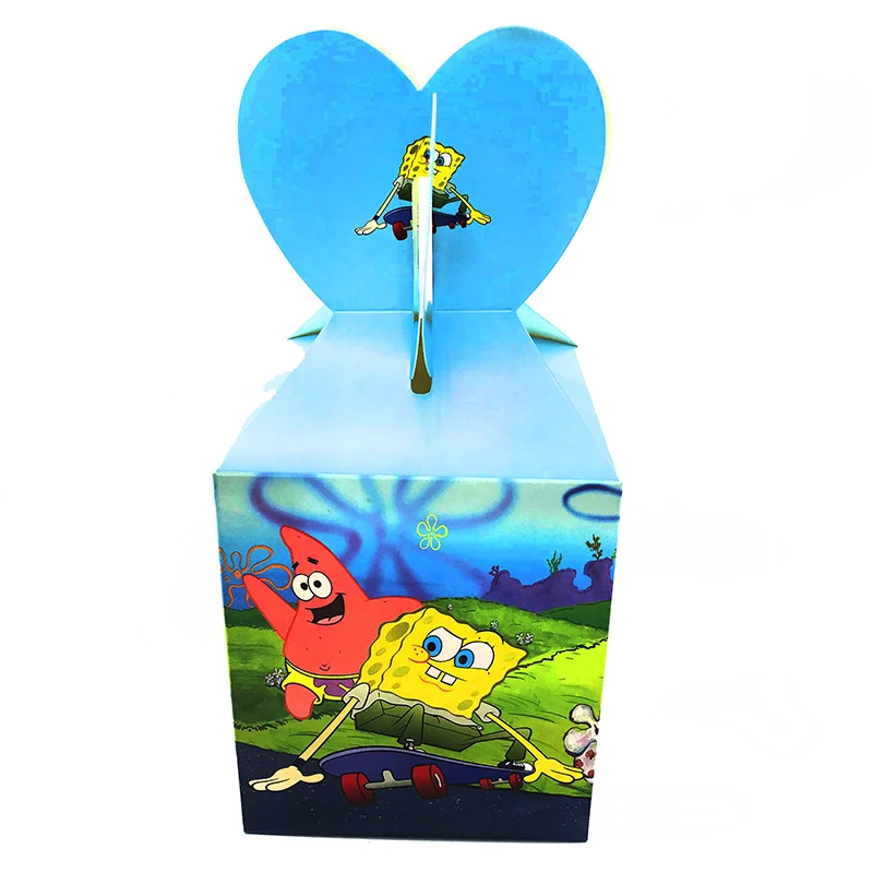 Candy box x 6 Штаны; принт: "Губка Боб Квадратные Украшения для тематических вечеринок одноразовая посуда Бумага чашка тарелка Беби Шауэр детский День рождения поставки AH28 - Цвет: Candy box x 6