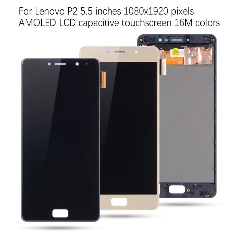 AMOLED Оригинал 5 &quotlcd для Lenovo p2 lcd сенсорный экран с рамкой Vibe дисплей P2c72 P2a42|Экраны