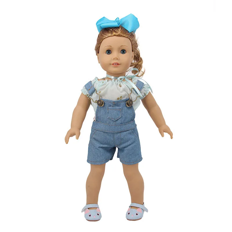 LUCKDOLL джинсы ремень регулируемый наплечный 18 дюймов Американский 43 см BabyDoll одежда