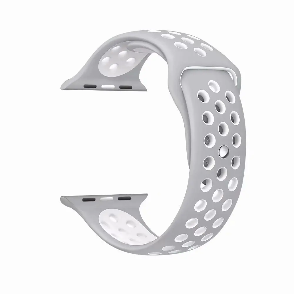 10 шт./лот силиконовые спортивные дышащий ремешок для наручных часов Apple Watch Смарт i-Watch 38/40/42/44 мм с ремешком 1/2/3/4G браслет