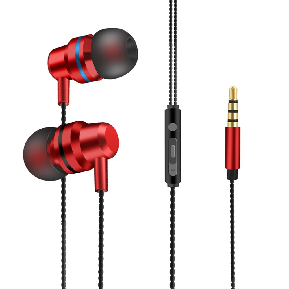 Red Горячая наушники-вкладыши с микрофоном проводные стерео наушники Hifi гарнитура для MP4 смартфона Xiaomi samsung Playstation 1,2 m 02 - Цвет: Red