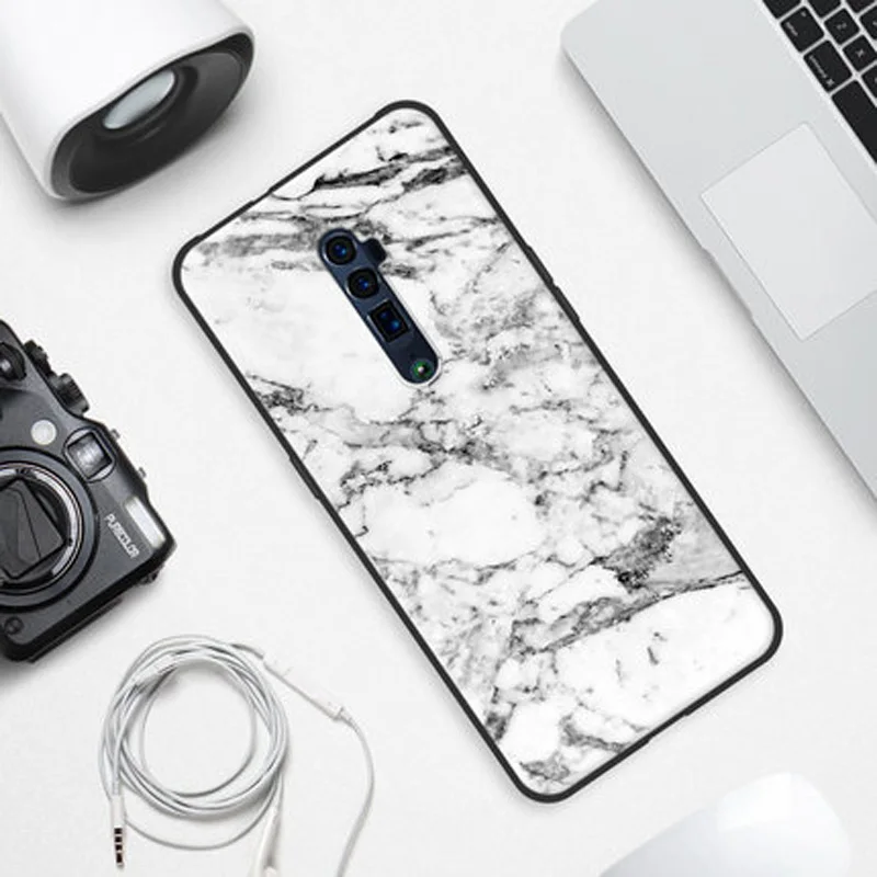 Чехол Reno 10x zoom с рисунком под дерево и камень для OPPO Мягкая силиконовая задняя