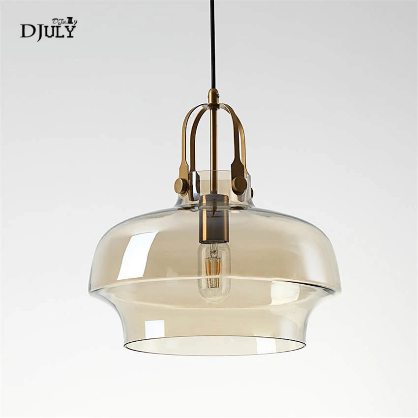 Подвесной светильник в стиле постмодерн стеклянная лампа серого цвета с