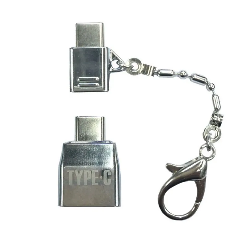 Zinc Alloy Key Chain Type-C Adapter Micro USB To Type C +USB OTG Converter For Samsung/Xiaomi/HuaWei/OnePlus Phones |