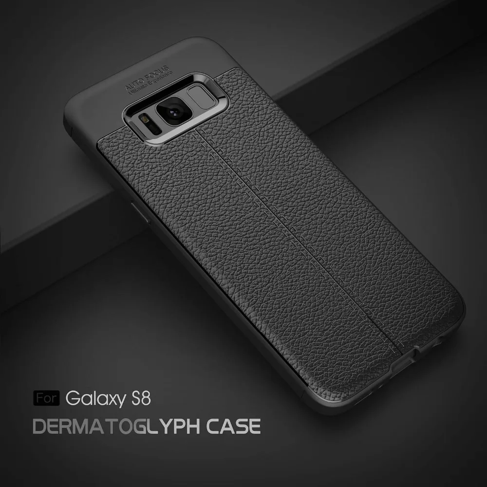 Силиконовый чехол с узором Личи для samsung Galaxy S8 кожа личи матовый мягкий из ТПУ s