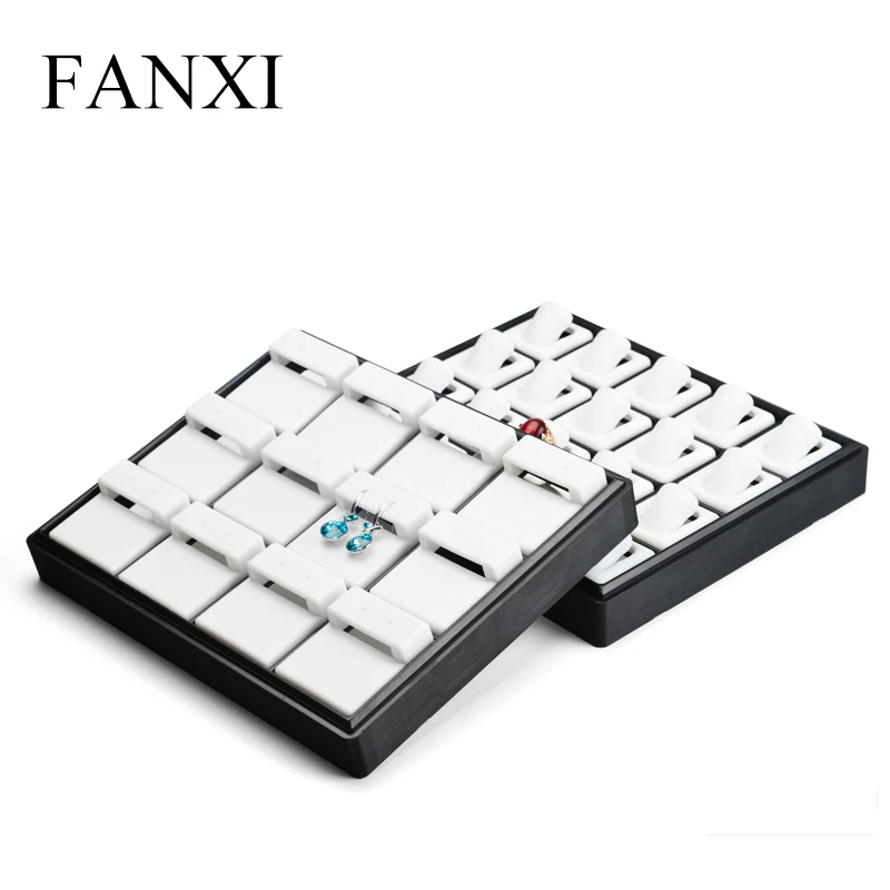 Fanxi палец кольцо Дисплей лоток серьги уха шпильки черный и белый Органайзер Expositor