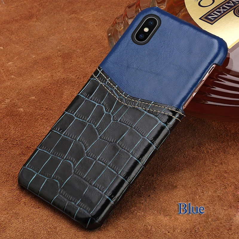 

For iphoen 7 plus case Insert card half package phone case Crocodile pattern and wax leather mixed color mobile phone case