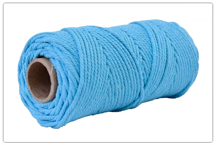 Light Blue 4 мм x 100 м хлопок, цветной шнур, бежевая скрученная веревка для рукоделия макраме, свадебные домашние текстильные украшения, поставка - Цвет: Light Blue