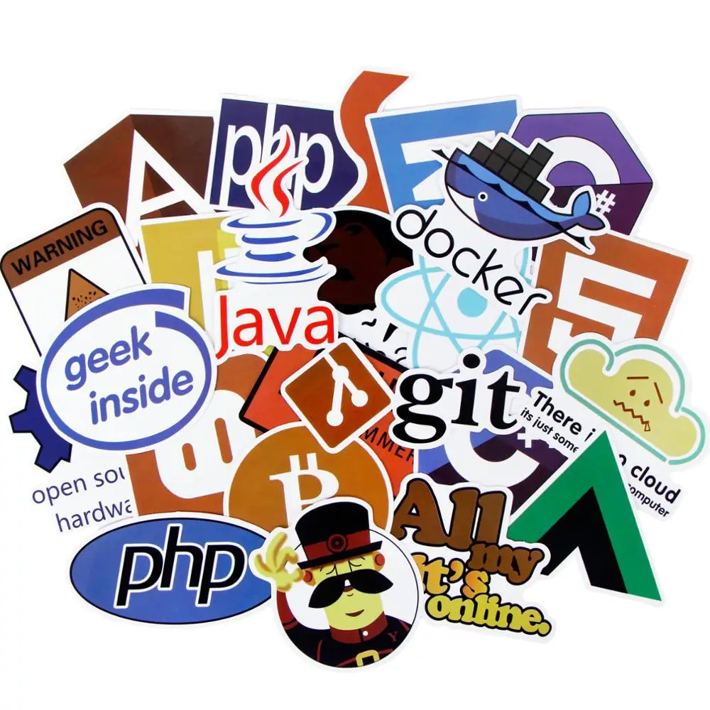 50 шт. интернет Java наклейка гик программист php-docker Html Биткоин облако C++ язык программирования для ноутбука автомобиля DIY стикер s