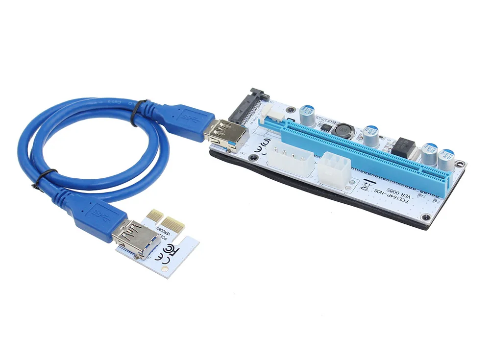 1 шт. Райзер карта VER 008S PCIe PCI E Express кабель передачи данных от 1x до 16x USB 3 0 для