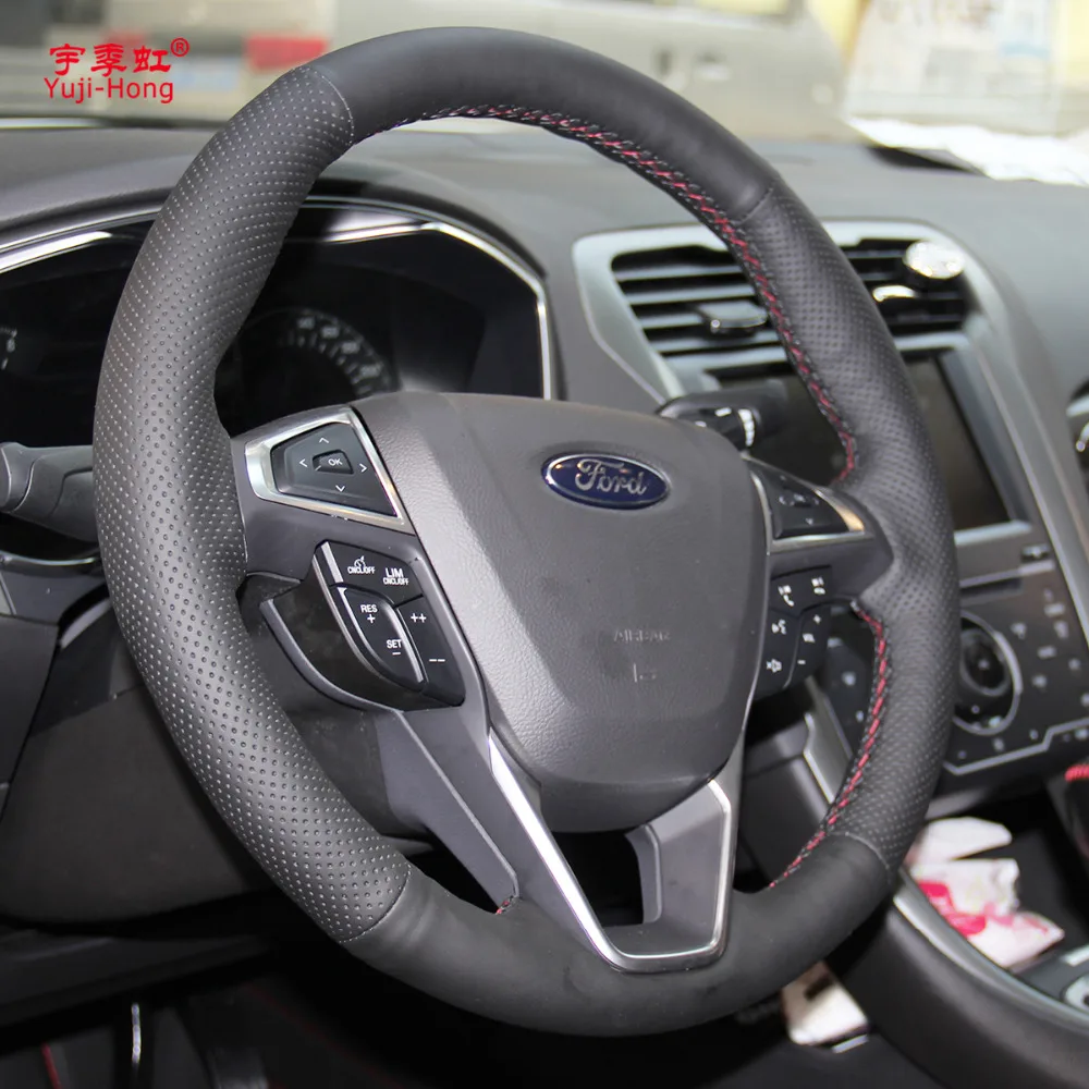 Чехлы рулевого колеса автомобиля Yuji Hong из воловьей кожи для Ford Mondeo 2013 Edge 2014
