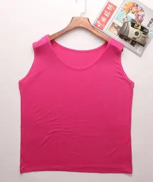rose red Летнее платье плюс Размеры 6XL Модальные Женские топы с О-образным вырезом конфетного цвета, без рукавов, футболка для девочек Базовая майка Blusas - Цвет: rose red