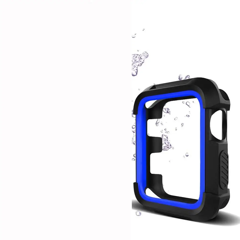 Black-Blue Наручных часов Apple Watch, версии с Чехол 38-42, не замненная Мягкий защитный чехол силиконовый спортивный ремешок для смарт-часов Series4/3/2/1 Nike Sport Edition - Цвет ремешка: Black-Blue
