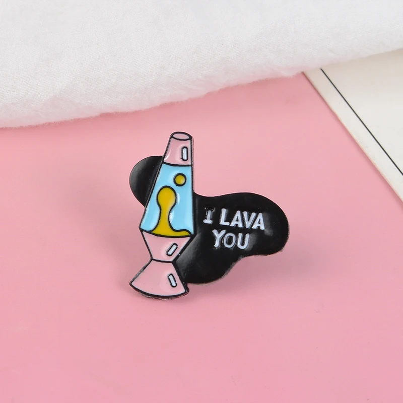 Эмалированная брошь на лацкан I Lava You Lamp броши булавке значки для женщин и девушек