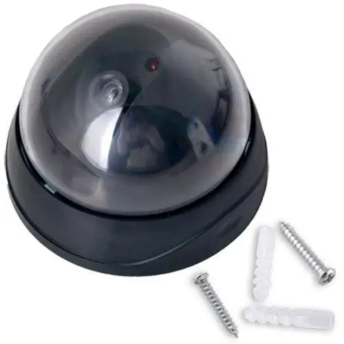 

Dummy Fake Surveillance Security CCTV Dome Camera + Flashing Red LED Light