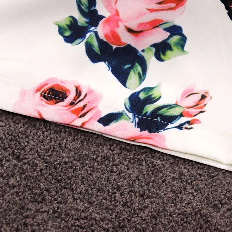 Two piece set floral print Rose Bows Shirts top and skirt set Summer elegant party slim Nice runway midi skirts suits CC209
