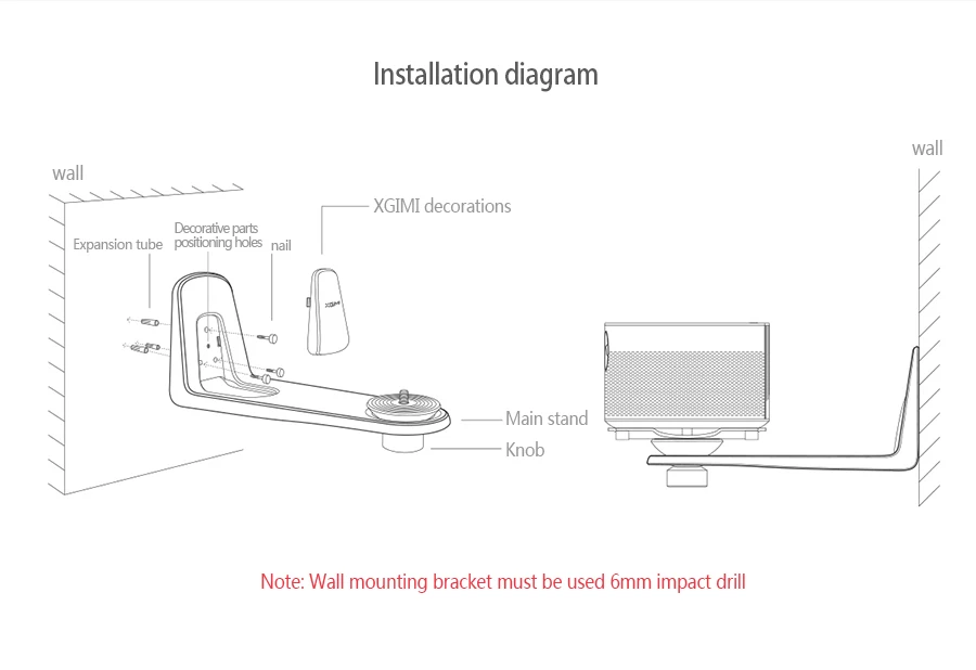 XGIMI проектор аксессуары x-настенный Кронштейн регулируемый угол костюм для XGIMI H1/XGIMI Z4 Aurora/CC Aurora проектор