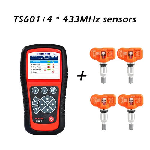 TS601 4 x 433 AUTEL MaxiTPMS TS601 диагностический инструмент, автомобильный OBD2 сканер, автомобильный TPMS активатор, инструменты для ремонта шин, датчик, программируемый код, считыватель - Цвет: TS601 4 x 433