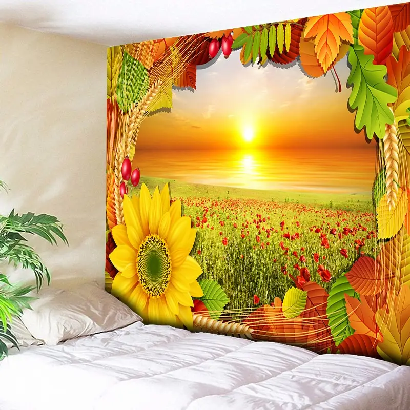 

Rising Sun Anime Sunflower Scenery Wall Hanging Tapestries Boho Tapestry Mandala Wall Carpet Living Room Big Blanket 200cmx150cm