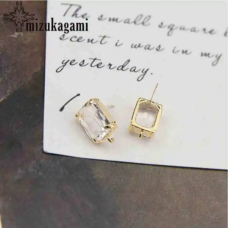 High Quality Golden Zircon Crystal Geometric Base Earrings Connector 10pcs/lot For DIY Fashion Drop Earrings jewelry Accessories
