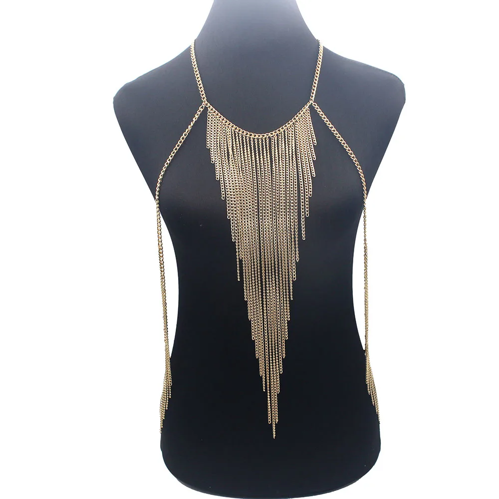 Женское Ожерелье чокер с бахромой украшение для вечернего платья|gold chain necklace|chain