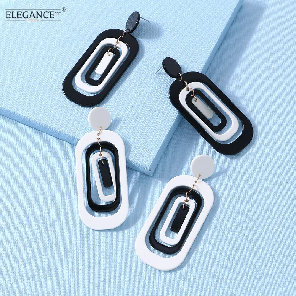 

ELEGANCE11 Long Acrylic Dangle Earrings for Women Drop Earrings Vintage Geometric Statement Earrings Female Brincos