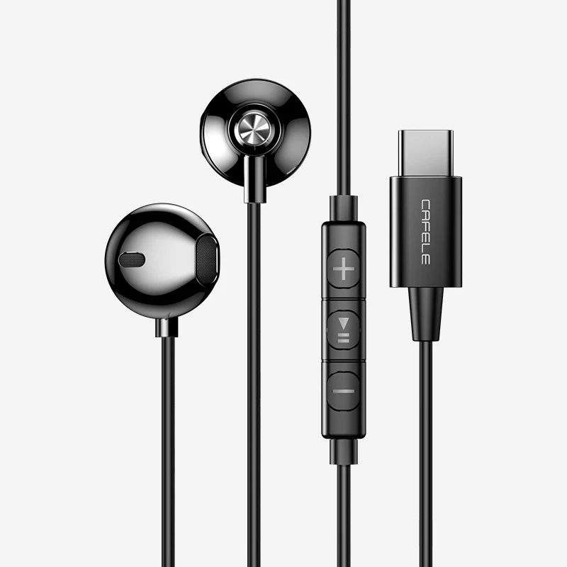 Cafele 3,5 мм наушники в ухо для samsung Xiaomi huawei шокирующие 4D звук usb type C наушники проводные наушники спортивные стерео гарнитура - Цвет: Black