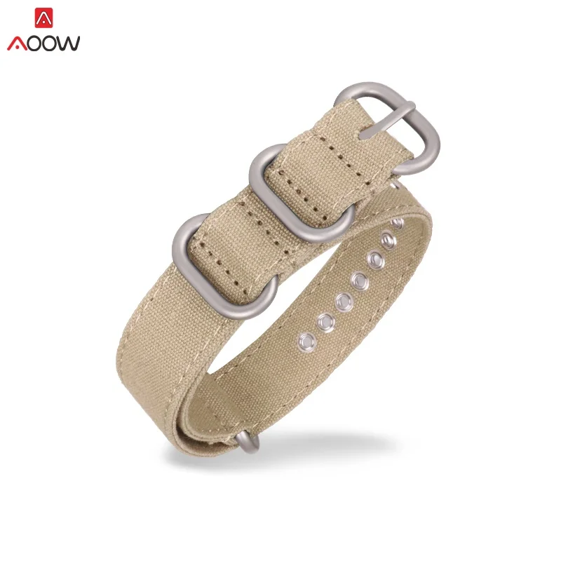khaki-01-silver AOOW стиль Модные нейлоновые холщовые ремешки для samsung 18 мм 24 мм 22 мм 20 мм 26 мм Универсальные спортивные Ремешки для наручных часов - Цвет ремешка: khaki-01-silver