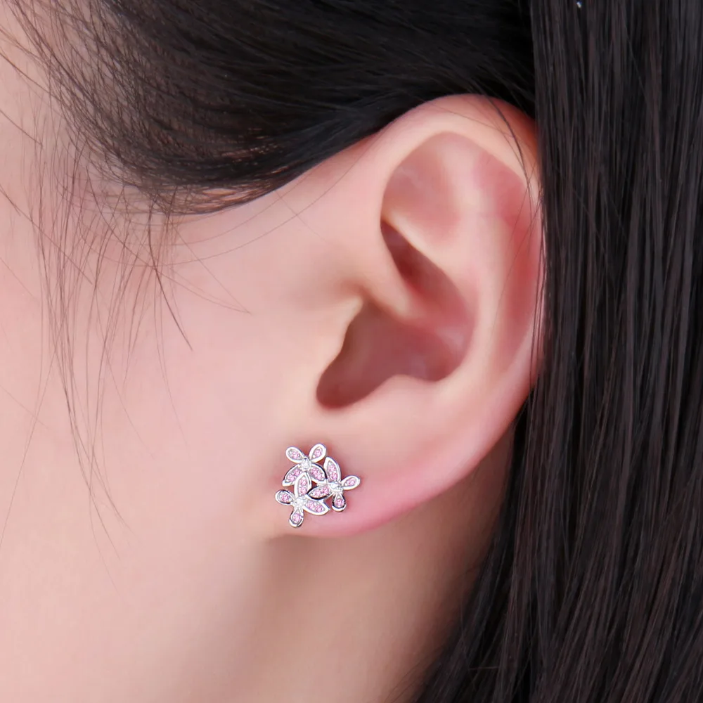 JewelryPalace Новый Искусственный розовый сапфир цветок серьги 925 пробы серебро Gemstone Fine