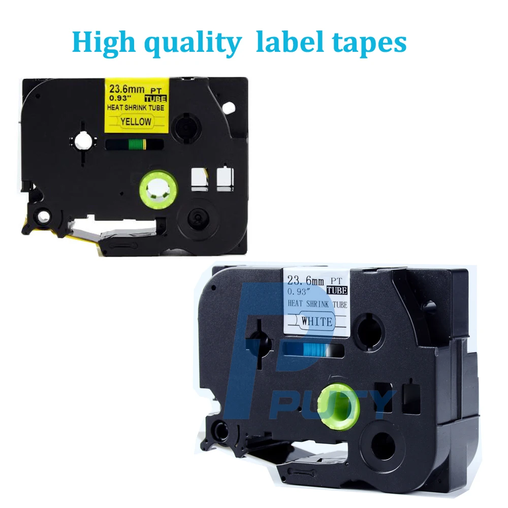 2PK смешанные цвета Brother Hse label 23,6 мм x 1,5 м черный на белом/желтом hse-251 hse-651 для p сенсорного метка кабеля принтера