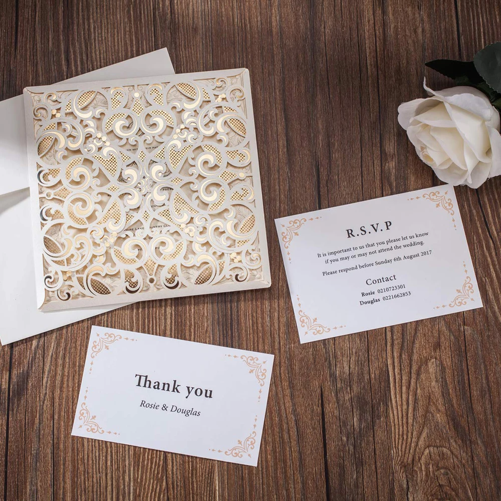 WISHMADE 1 шт. лазерная резка свадебные пригласительные открытки с открытка RSVP и