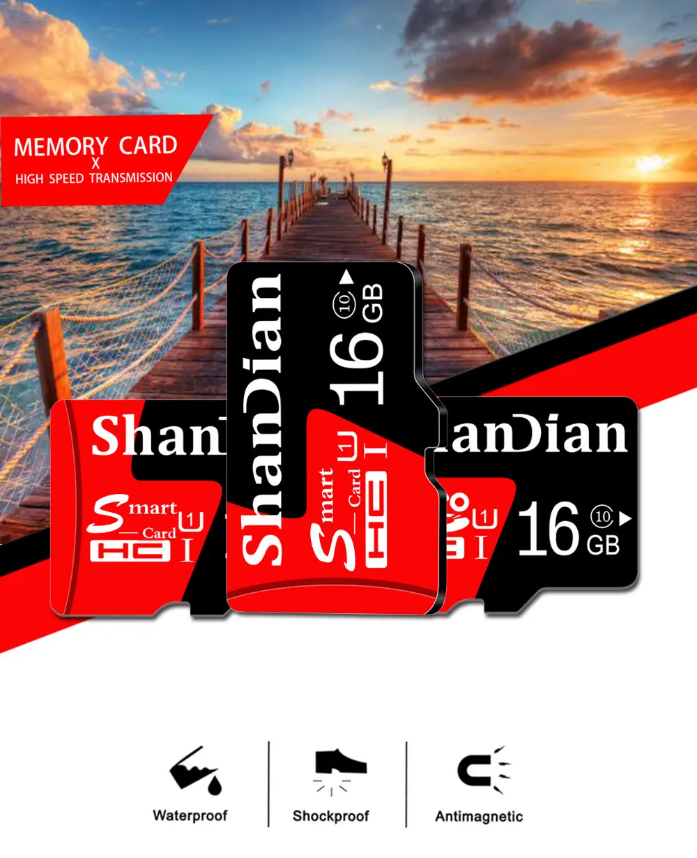 SHANDIAN Micro SD карта памяти 16 ГБ 32 ГБ 64 ГБ 8 ГБ MicroSD Max 80 м/с TF карта памяти