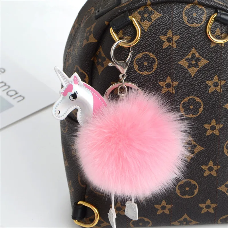 Брелок с изображением фламинго из лисьего меха аксессуары для рюкзака брелок