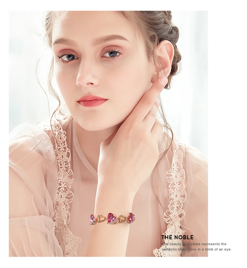 CDE женские золотые браслеты украшенные кристаллами от Swarovski Крыло ангела с сердцем ювелирные изделия цепи браслеты ювелирные изделия