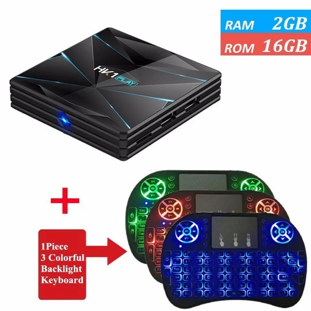 16GB I8 Backlit HK1 Play 4 Гб 64 ГБ Android 9,0 ТВ приставка S905X2 DDR3 32 Гб двойной wifi смарт-медиаплеер BT4.0 4K 3D приставка - Цвет: 16GB I8 Backlit