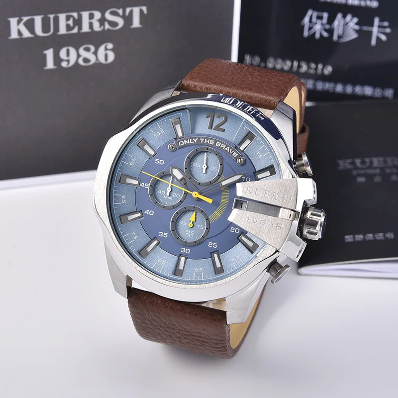 4281 Роскошный бренд KUERST G style shock Series новые мужские спортивные часы мужские водонепроницаемые кварцевые часы модные с кожаным ремешком хронограф - Цвет: 4281