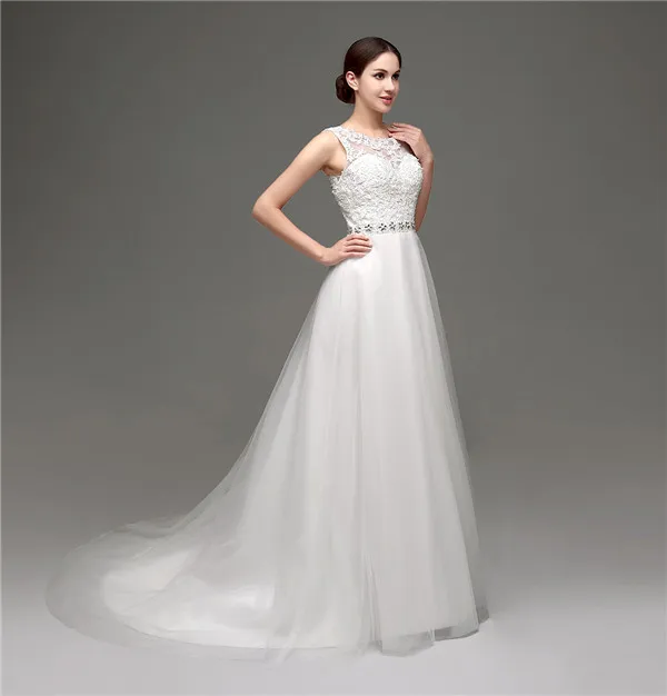 Без рукавов Тюль Аппликация Прозрачный вырез Бисероплетение створки Свадебные