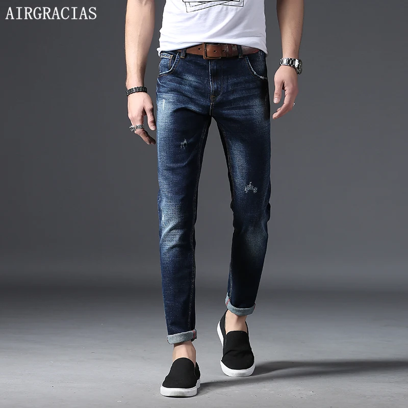 AIRGRACIAS 2018 New Brand Men Jeans Pants Dark Color Wash Casual For Elasticity Cotton Four Season Denim Jean | Мужская одежда